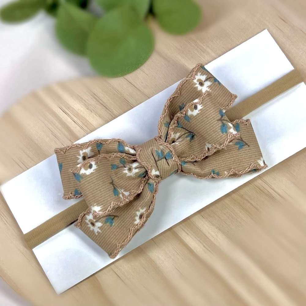 Charming Floral Brown Bow Headband for Kids